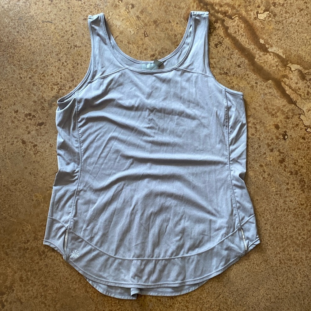 Athleta grey reflective scoop neck running‎ workout tank top